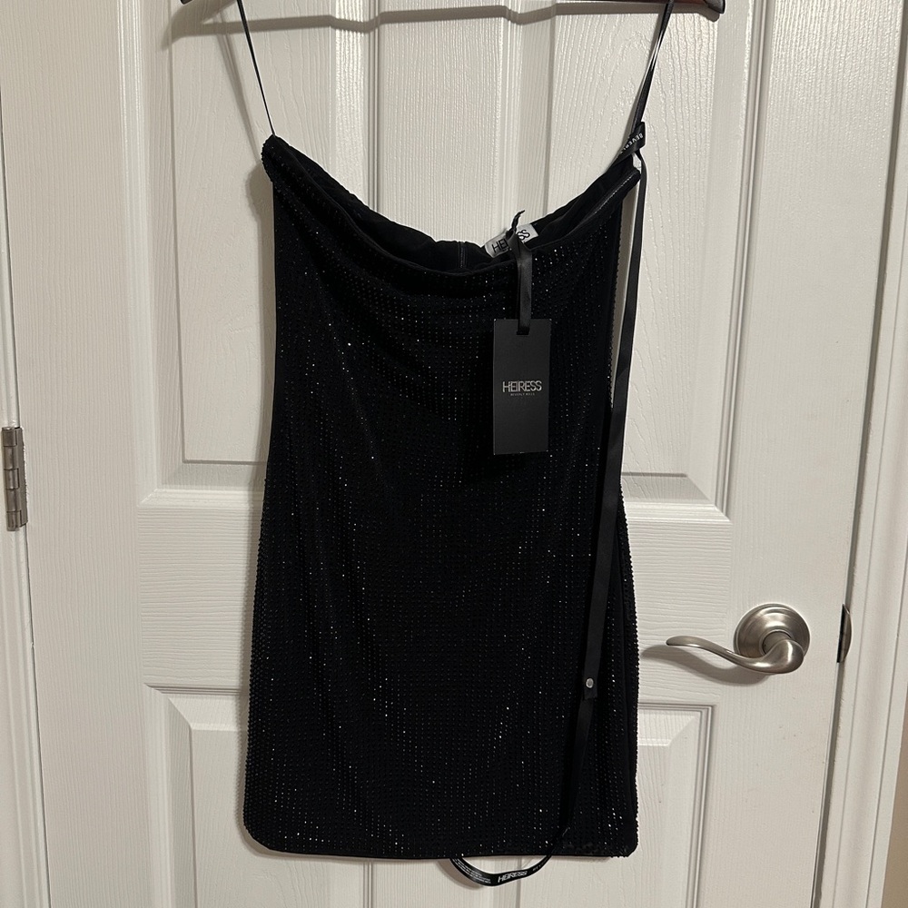 Heiress Beverly Hill diamante Black Mini Dress